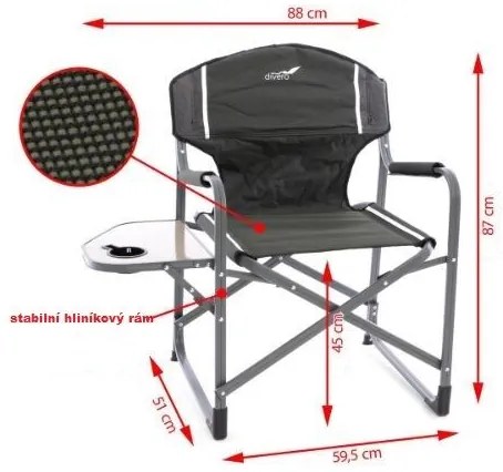 Scaun pliabil de camping cu masă și suport pentru băuturi