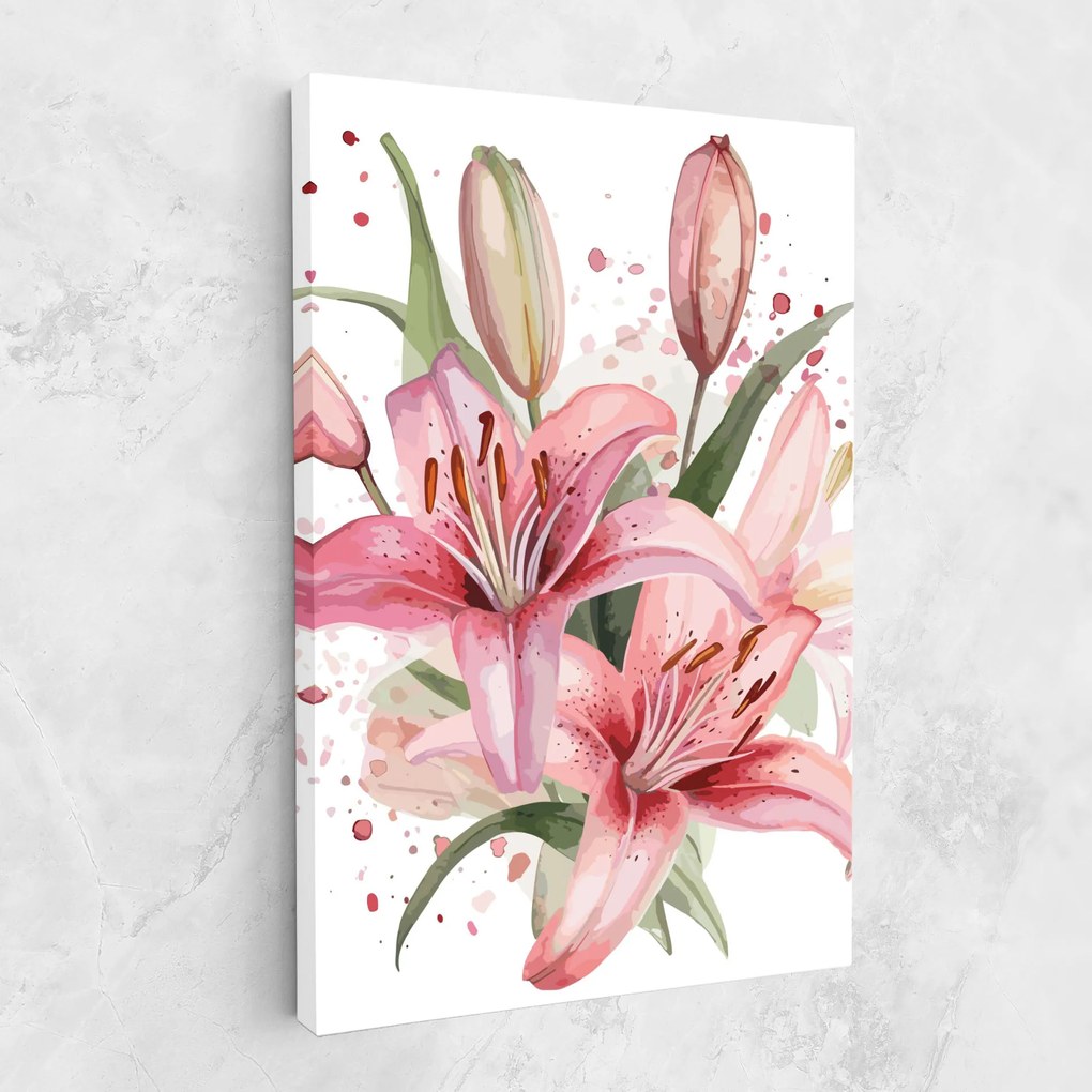 Tablou Canvas, 20x30cm, Dormitor si Living, Flori, Crini, Beautiful Pink Lily