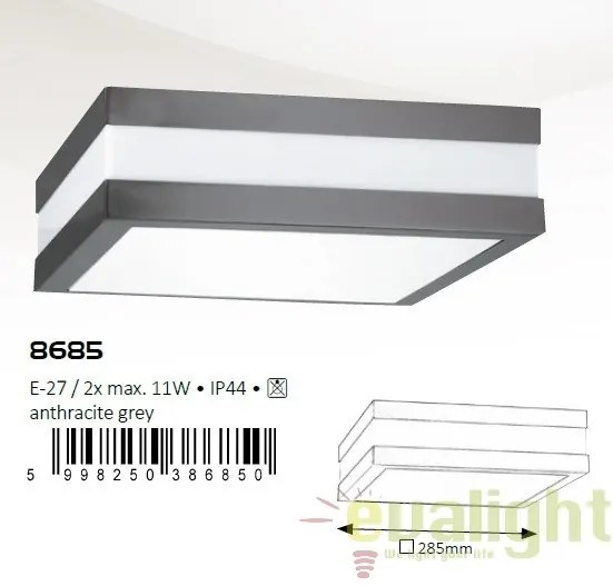 Aplica de perete, Plafoniera exterior IP44, finisaj antracit gri, 28,5x28,5cm, Stuttgart 8685 RX