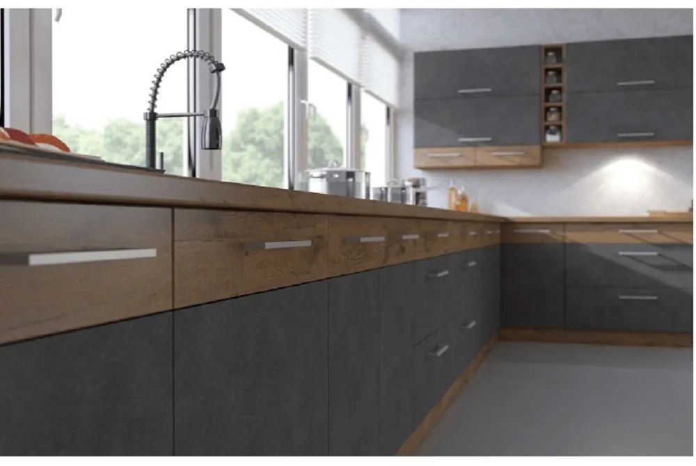 Dulap de bucătărie pentru electrocasnice încorporate 60 DP-210 2F Velaga (gri mat + stejar lancelot). 1015885