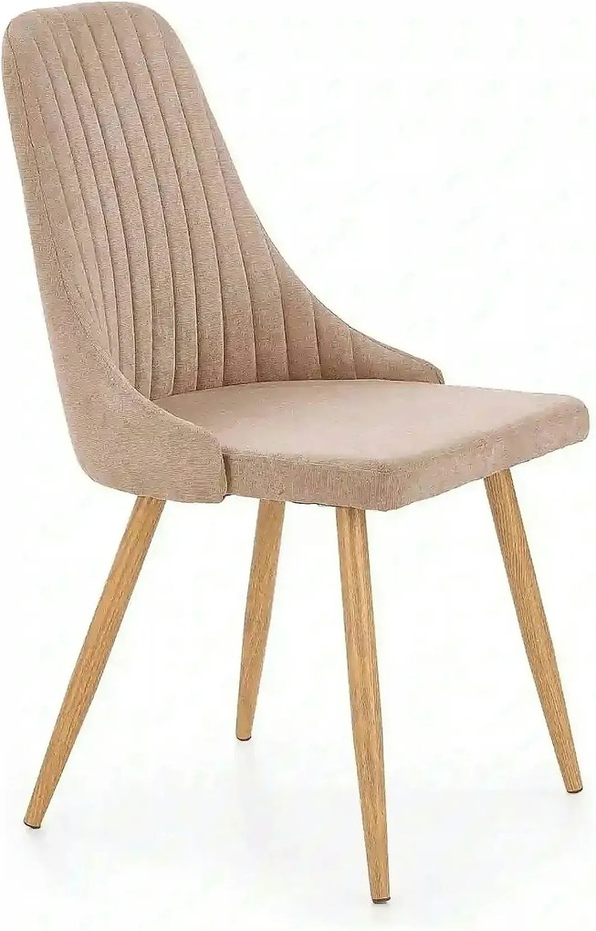 Scaun sufragerie K285, bej/stejar, stofa clasica/metal, 49X56X91 CM