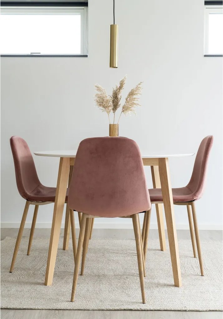 Vojens masă rotundă 105x75 cm alb-natural