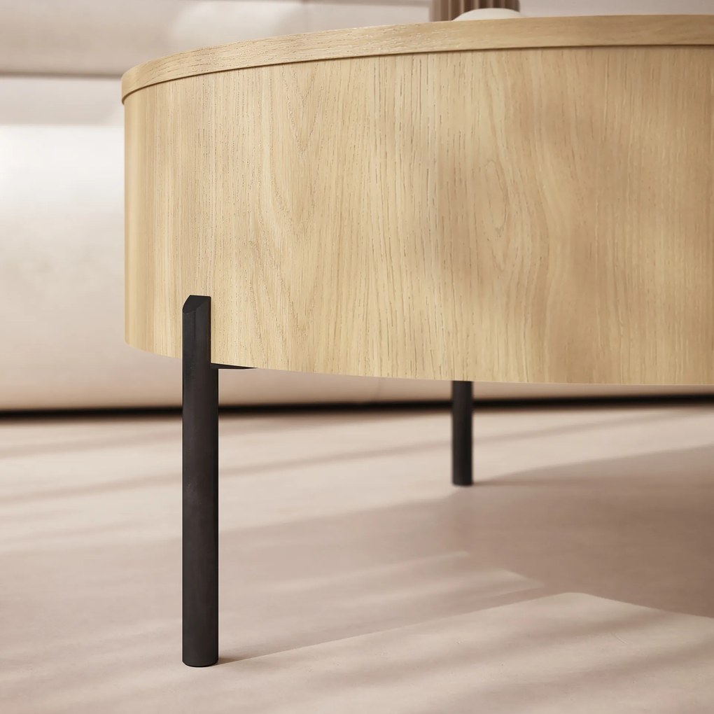 Mazzoni FRIDA Stejar Oasis – MĂSUȚĂ DE CAFEA MODERNĂ CU BLAT RABATABIL ȘI SPAȚIU DE DEPOZITARE