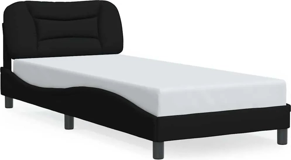 vidaXL Cadru pat fără saltea Hvar țesătură neagră 90x200 cm