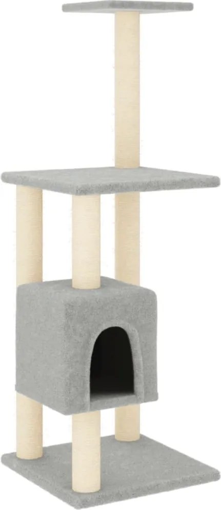vidaXL Ansamblu pisici, stâlpi din funie sisal, gri deschis, 104 cm