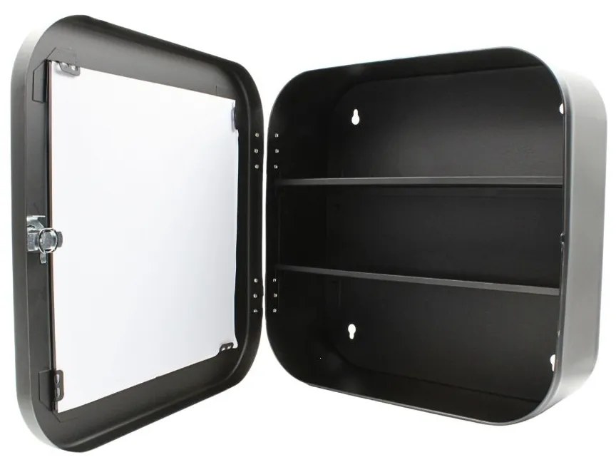 Dulap pentru Medicamente cu Oglindă și Închidere cu Cheie, 32x32x11.5 cm, Negru – Bathroom Solutions