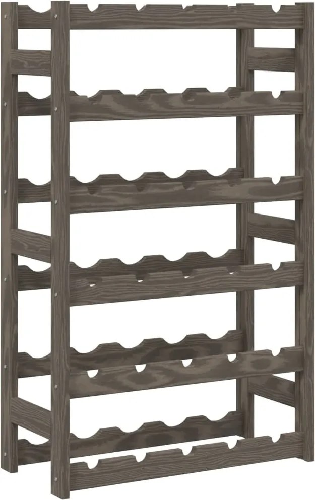 vidaXL Suport sticle de vin, 30 sticle, gri, lemn masiv de pin