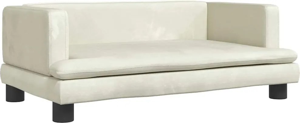 vidaXL Pat de câini, crem, 80x45x30 cm, catifea