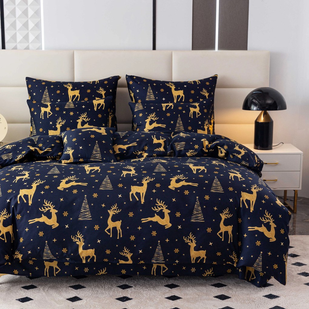 Lenjerie de pat din microfibra GOLDEN DEER albastru inchis Dimensiune lenjerie de pat: 2 buc 70 x 90 cm | 200 x 220 cm