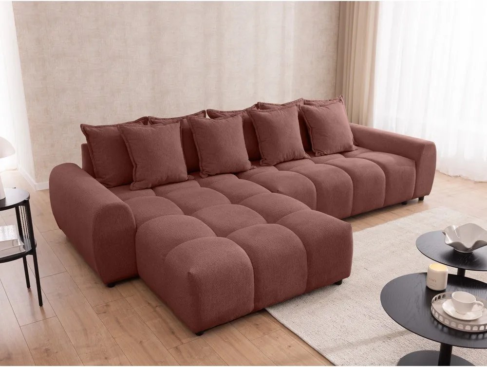 Colțar teracotă (cu colț pe partea stângă/cu șezlong) Albane – Ropez