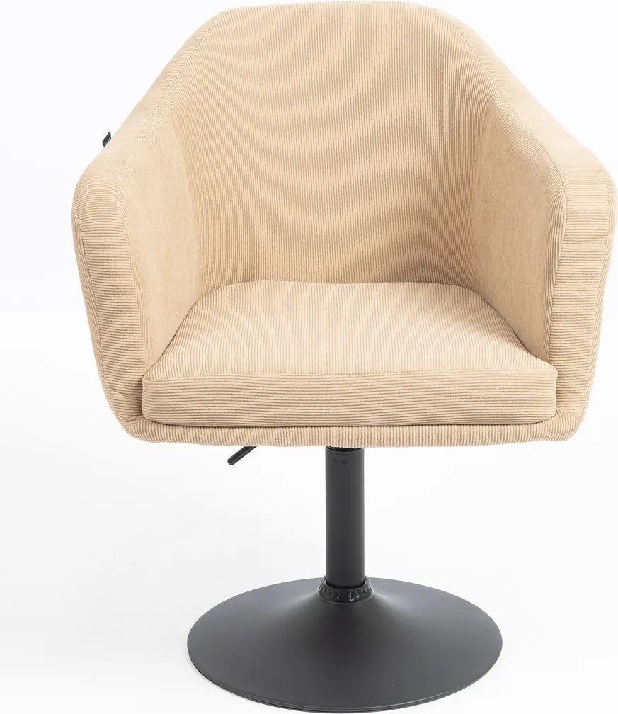 HR832N Scaun Catifea Reiată Premium culoare Bej Ghimbir cu Bază Neagră