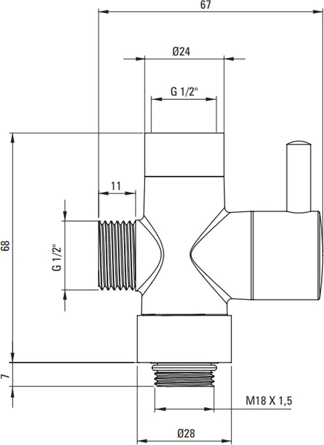 Comutator de dus cu 2 functii pentru coloane de dus Deante crom lucios