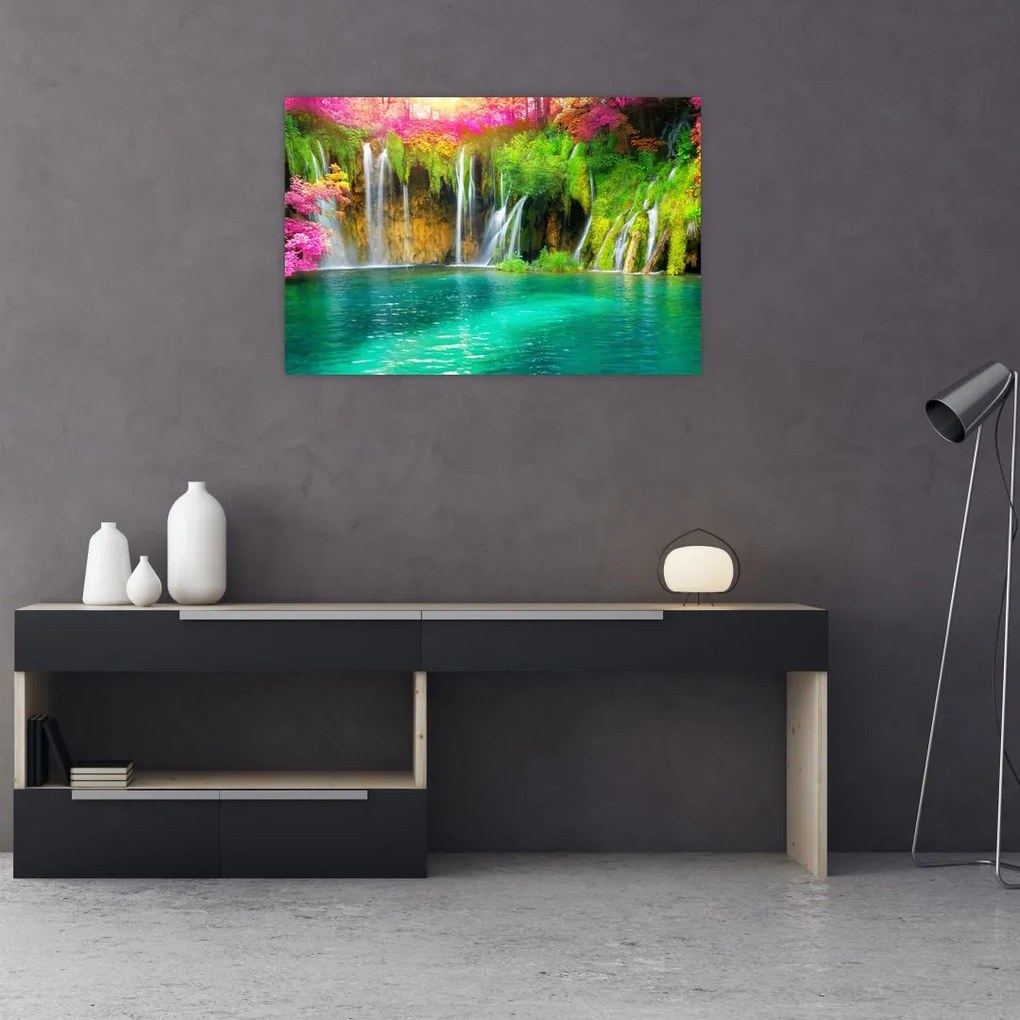 Tablou - Cascada, Lacurile Plitvice, Croația (90x60 cm)