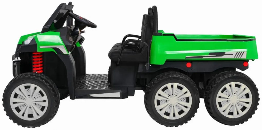 Masinuta Electrica cu acumulator pentru copii NOVOKIDS™ Farmer Beast Buggy, 6 roti, 2 locuri, Cu remorca si faruri luminoase, Roti din Cauciuc EVA,