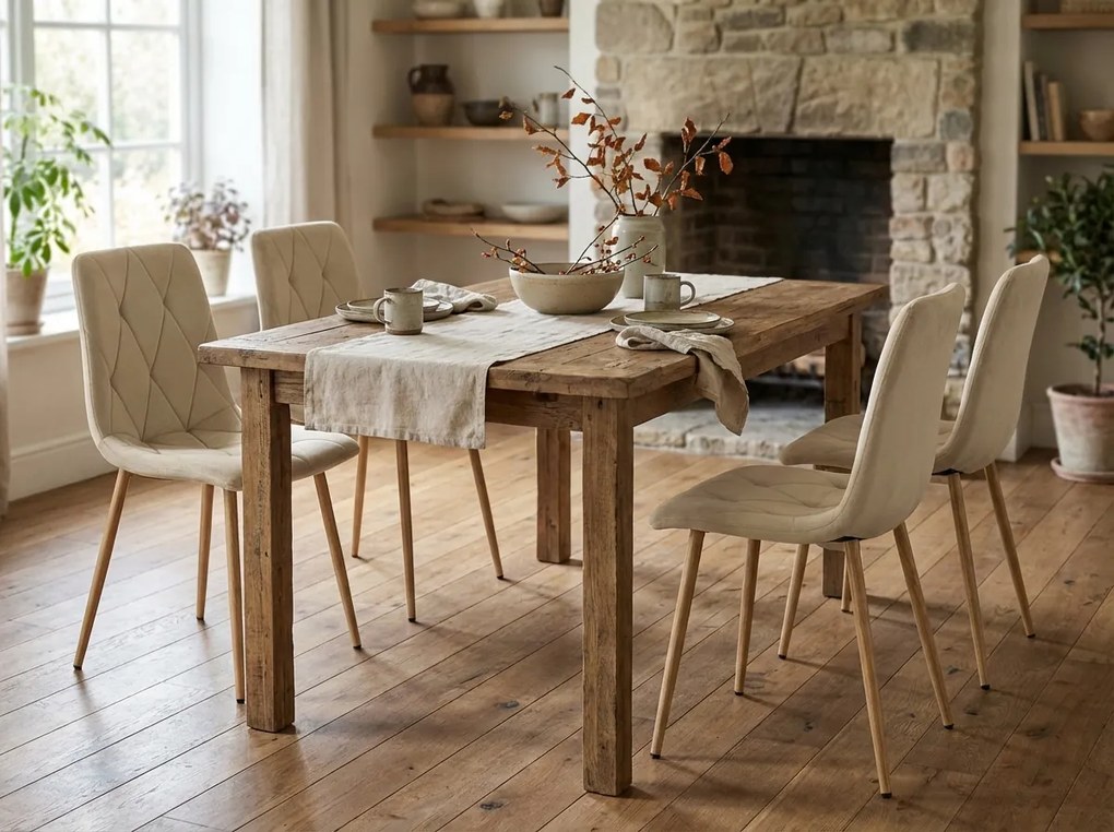 Scaun de catifea crem LIBRA BUTTER CREAM