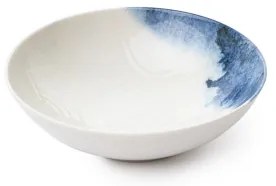 Set veselă 24 piese, porțelan, crem/albastru