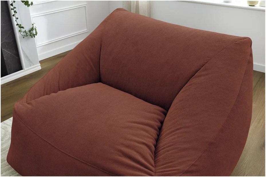 Fotoliu bean bag portocaliu cu tapițerie din catifea reiată Lilibet – Bobochic Paris