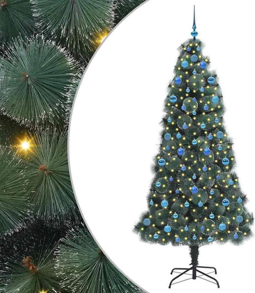 vidaXL Brad de Crăciun artificial cu luminițe și set de globuri 210 cm