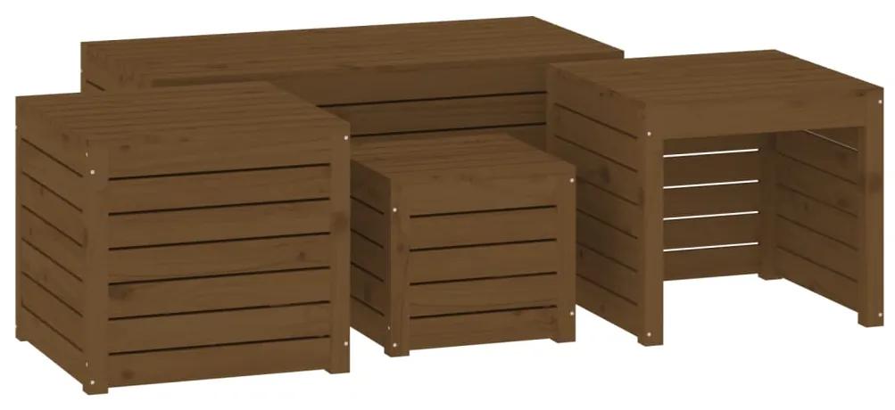 3154669 vidaXL Set cutii de grădină, 4 piese, maro miere, lemn masiv de pin