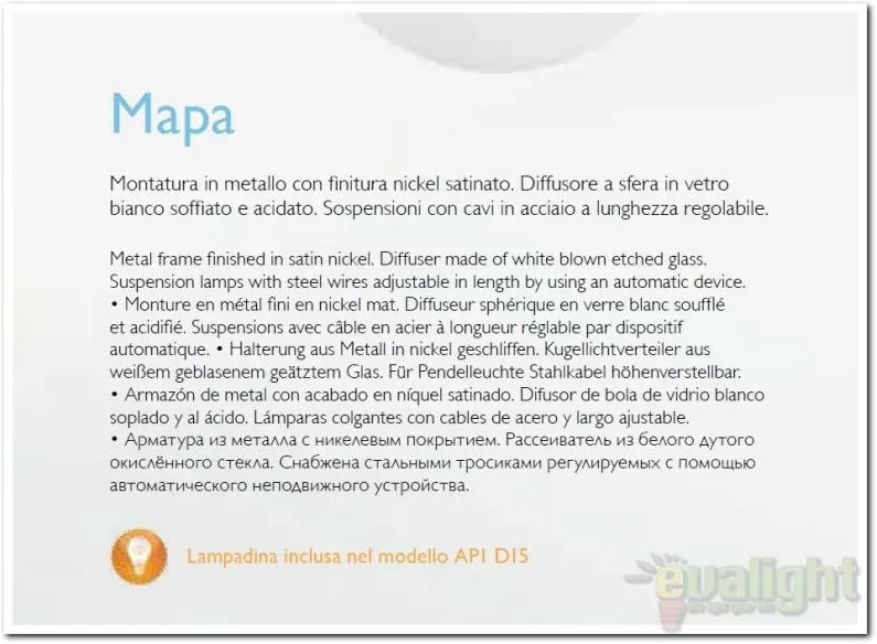 Lustra moderna,inaltime reglabila, glob diametru 30cm MAPA SP1 D30 009087
