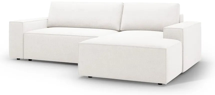 Colțar alb extensibil cu tapițerie din țesătură bouclé (cu colț pe partea dreaptă) Jodie – Micadoni Home