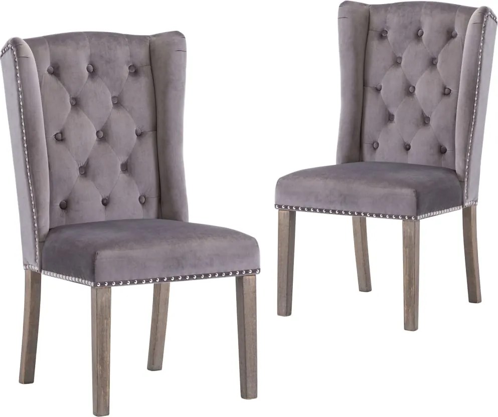 vidaXL Scaune de bucătărie, 2 buc., gri, catifea