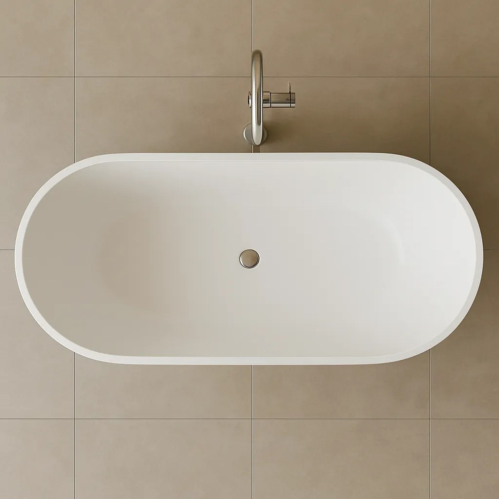 Cada freestanding compozit 180 x 81 cm, ovala, alb lucios, Foglia Shape