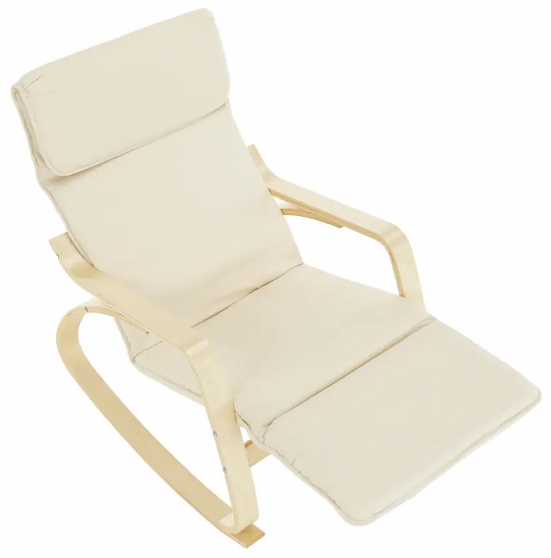 Fotoliu balansoar, lemn pin, textil crem, SIVERT