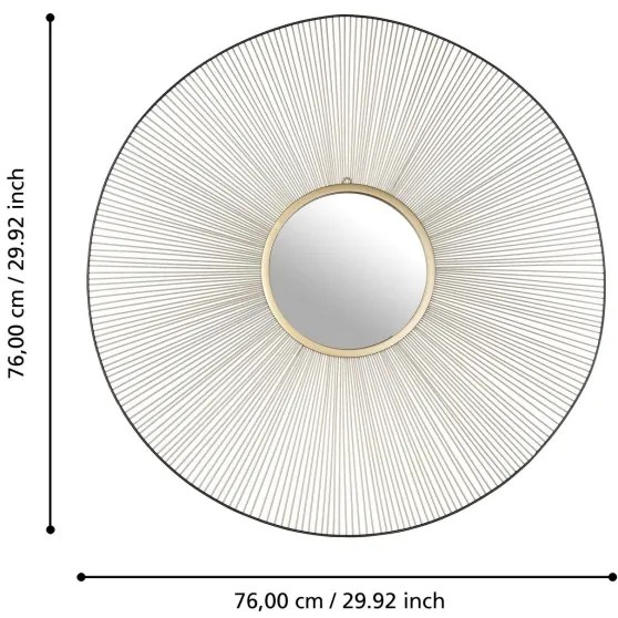 Oglindă de perete Eglo 425033 ESASHI d. 76 cm auriu/negru