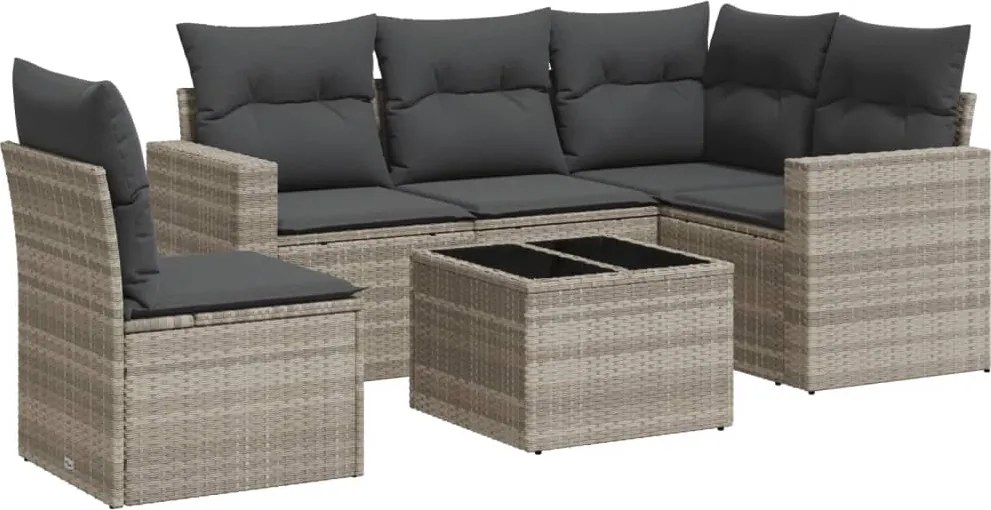 vidaXL Set canapele de grădină cu perne, 6 piese gri deschis poliratan