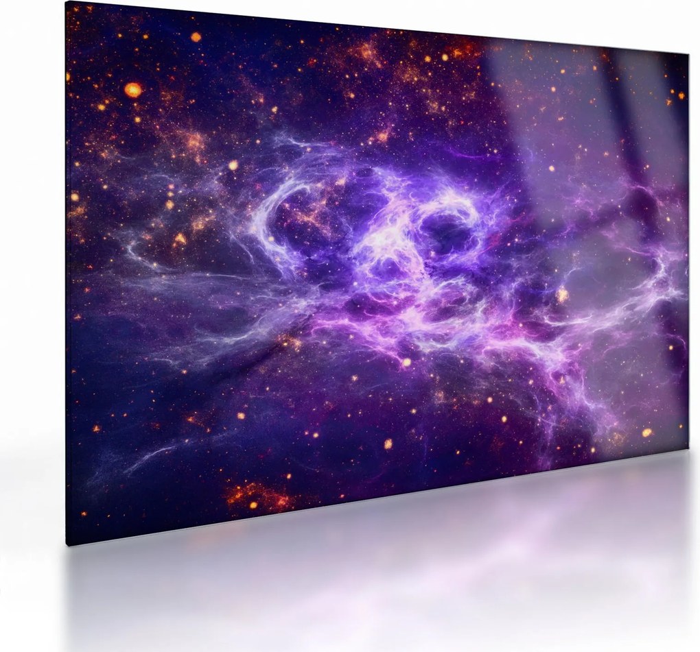 Tablou pe sticlă - Universul violet (70x50 cm)