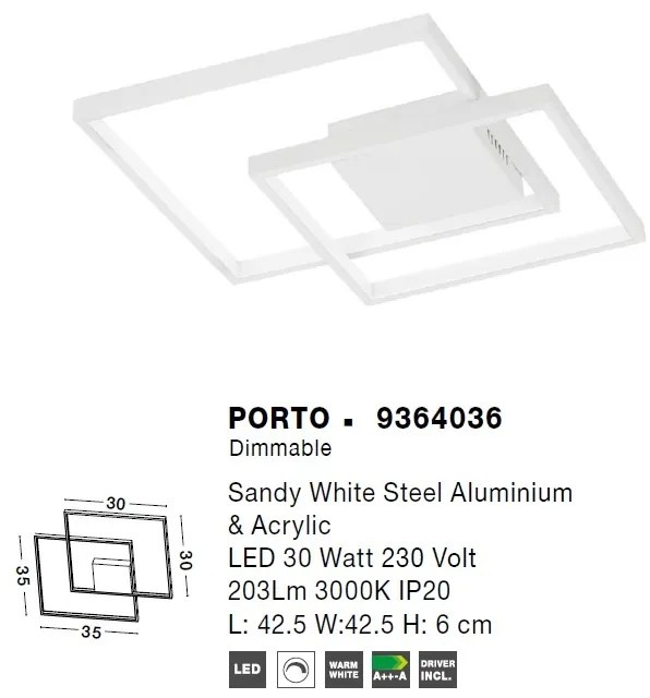 Lustra LED aplicata design modern geometric PORTO 30W NVL-9364036