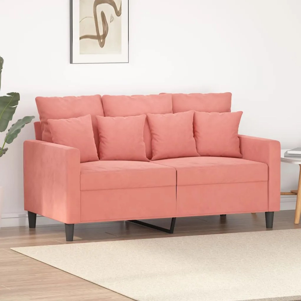 348868 vidaXL Canapea cu 2 locuri, roz, 120 cm, catifea