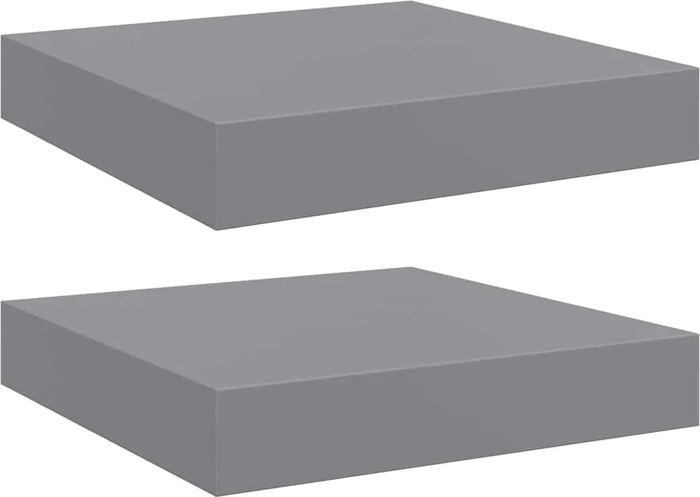 vidaXL Rafturi de perete suspendate, 2 buc., gri, 23x23,5x3,8 cm, MDF