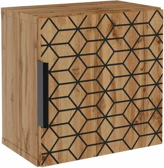 Dulap suspendat 30 cm cu 1 usa Comad Diamond gri piatra si stejar Wotan