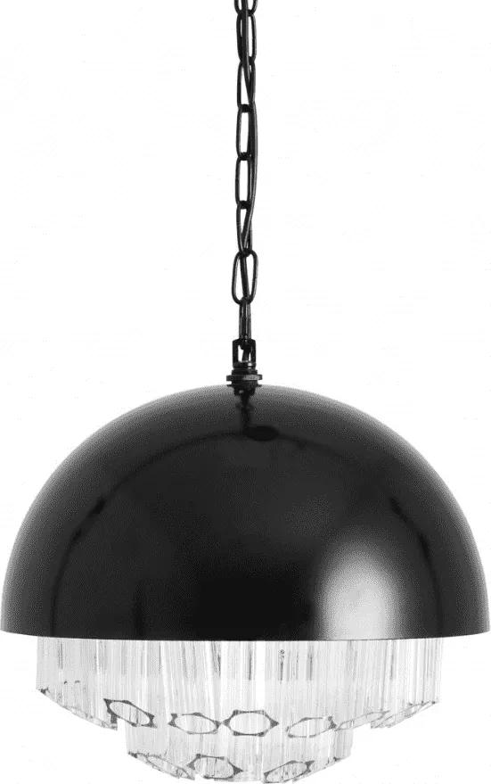 Candelabru Suspendat din Metal Negru si Sticla - Metal Negru Diametru (40 cm) x Inaltime (35 cm)