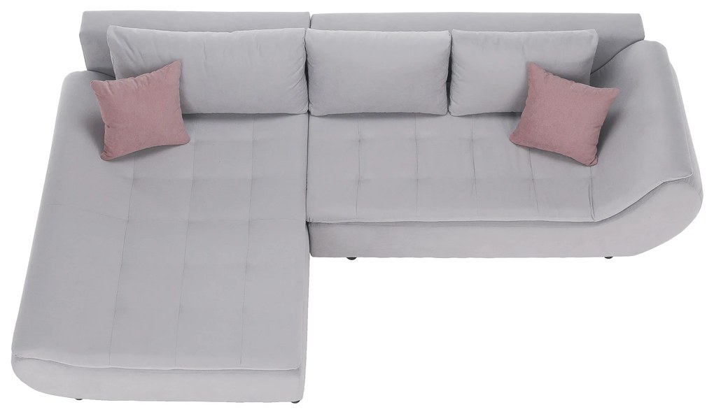 Set canapea, gri deschis / roz pudră, material textil, stânga, BRATO