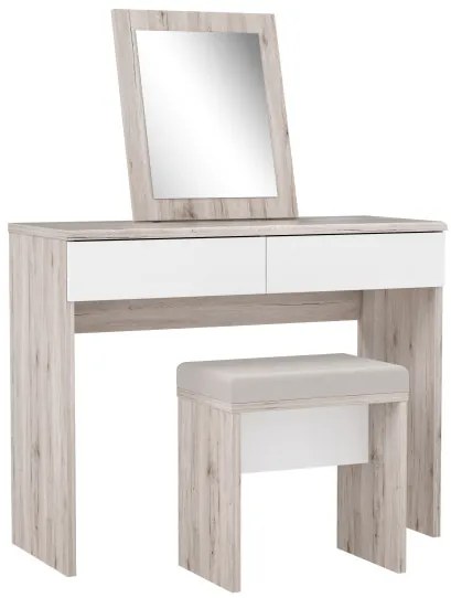Set Masuta Toaleta Delice, Stejar Nisipiu Si Alb Lucios, 100.3 Cm