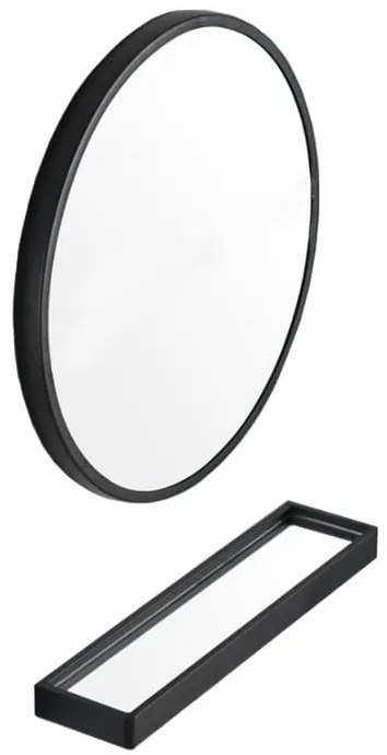 Oglinda rotunda cu raft Culoare negru, BREDO Ø70 cm