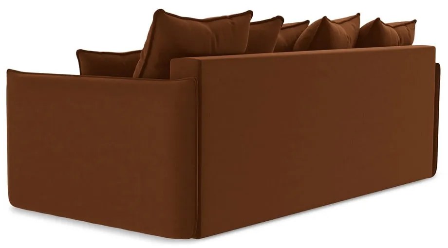 Canapea teracotă extensibilă/cu spațiu de depozitare cu tapițerie din catifea 225 cm Hula – Makamii