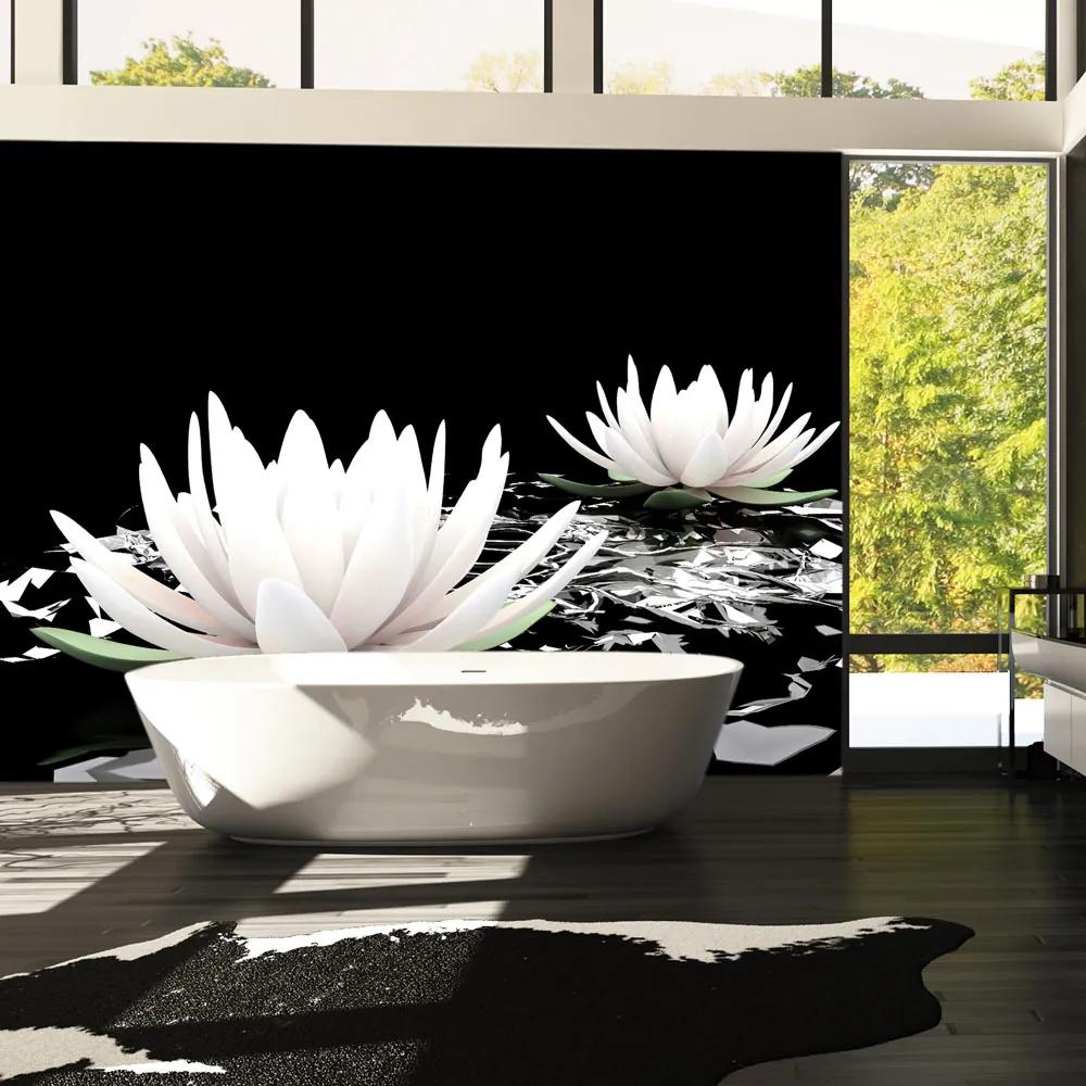 Fototapet Bimago - Water lilies on the abstract surface + Adeziv gratuit 200x154 cm
