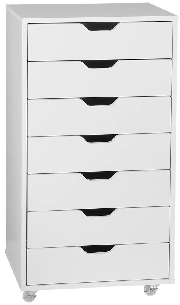 Vinsetto Caisson de bureau cu roți mobilier depozitare birou cu 7 sertare organizator pentru documente, format A4 sau scrisori | Aosom Romania