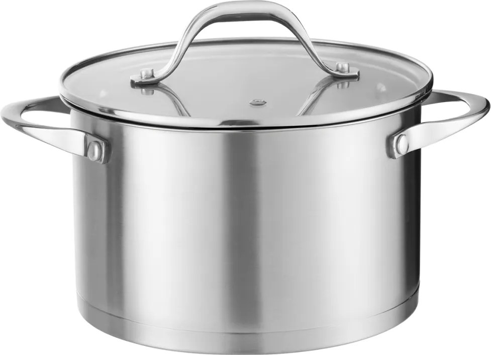 Oala din inox Zilan ZLN1368, 5.5L, Diametru 24 cm, manere nituite, Compatibil gaz, inductie electric, Compatibil masina de spalat vase