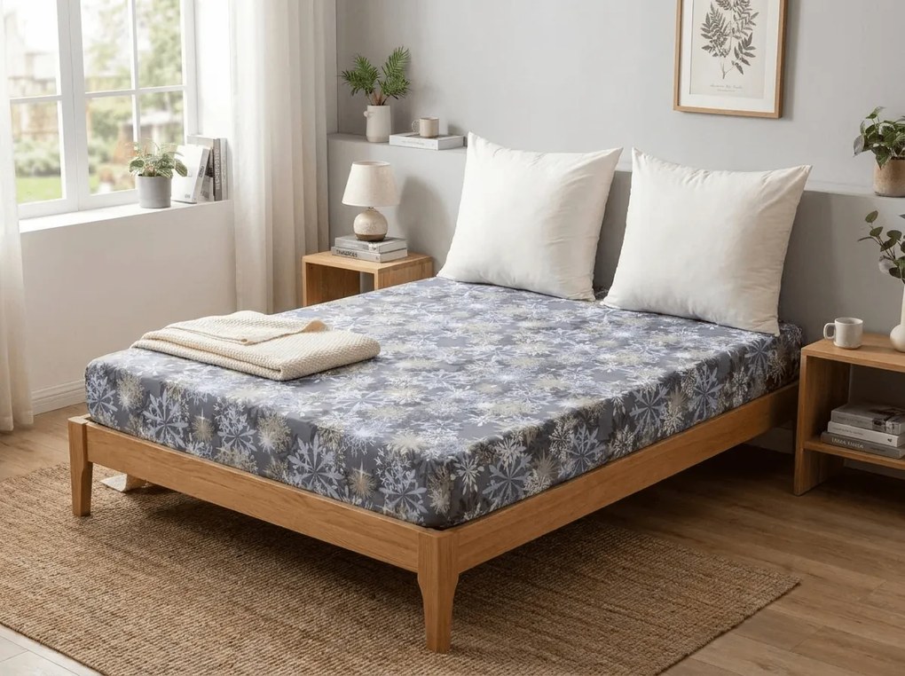 Cearsaf din microfibra SNOWFLAKE modrosede 180x200 cm