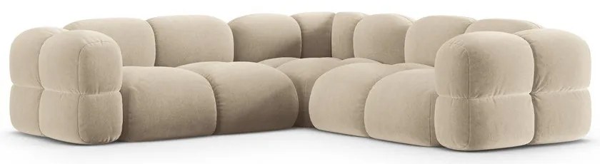 Colțar bej cu tapițerie din catifea Loretto – Cosmopolitan Design