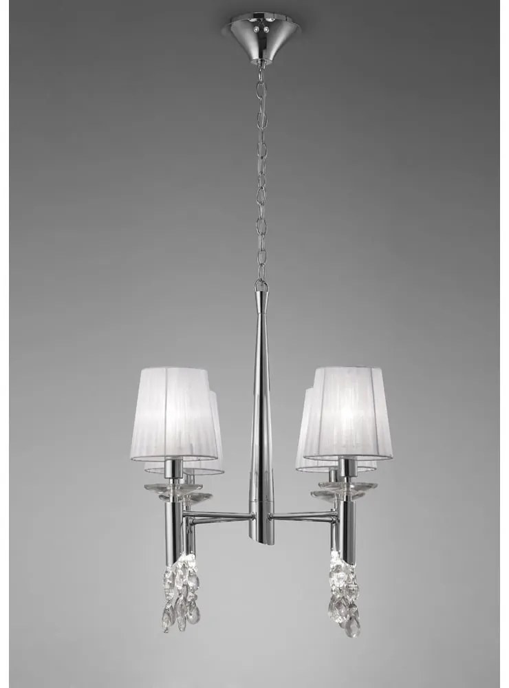 Candelabru elegant cu 4 brate Tiffany crom/ abajur alb