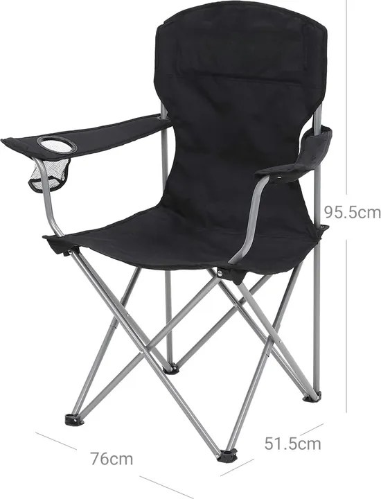 Scaune de camping NOMAD, set 2 buc., negru SongmicsHome