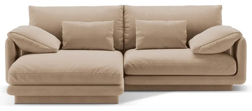 Colțar bej cu tapițerie din catifea (cu colț pe partea stângă /cu șezlong) Torino – Micadoni