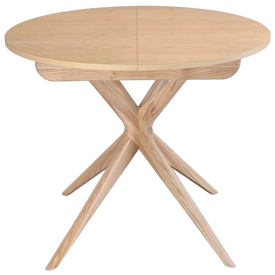 Masă de dining rotundă extensibilă din lemn de frasin cu blat suplimentar ø 90 cm Jubi – Ragaba