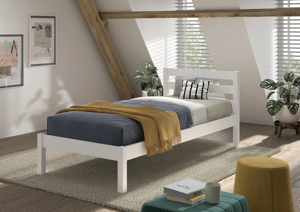 Pat suprapus alb pentru copii PINO, 140 x 200 cm, cu pat de o persoană 90 x 200 cm dedesubt – Vipack